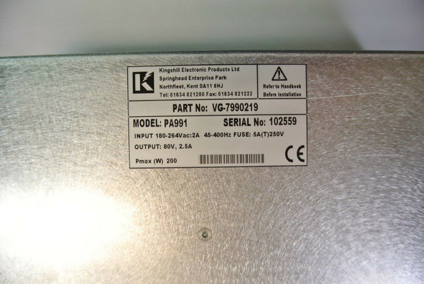 Kingshill PA991 (VG-7990219) Micromass Power Supply 80V 2.5A