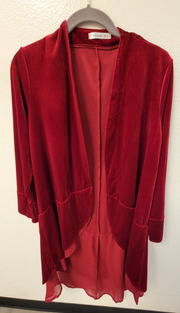 Worn Once! R. Vivimos Open Front Kimono Duster, Red, Size Small (4/6)