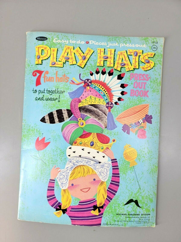 Whitman PLAY HATS 7 Hats to Punch Out and Put Together UNCUT UNUSED 1968