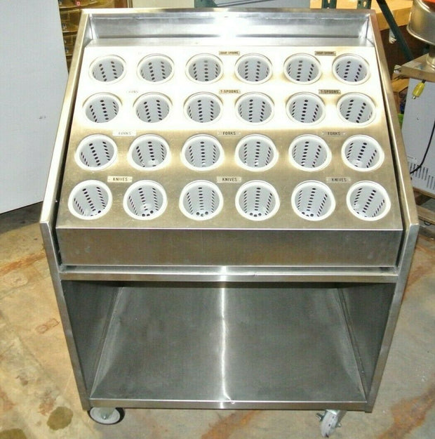 Steril-Sil TC-24-CT Stainless Steel 24-Hole Open Base Utensil Cart 36"x 26"x48"