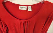 Chico's Travelers Blouse Red, Women's Size 0, 3/4 Sleeve
