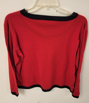 Liz Claiborne Long Sleeve Sweater, Women's, Red/Black Petite/Small