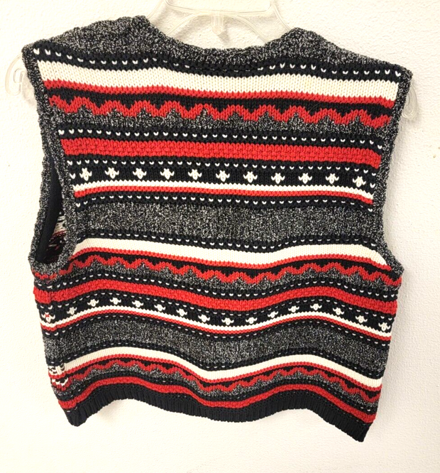 Liz Claibone Lizsport Knit Sweater, Black/Red/White, Women's Medium