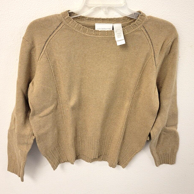 Liz Claiborne Women's Sweater Jumper, 100% Cotton, Petite Small, Full Sleeve