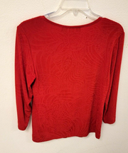 Chico's Travelers Blouse Red, Women's Size 0, 3/4 Sleeve
