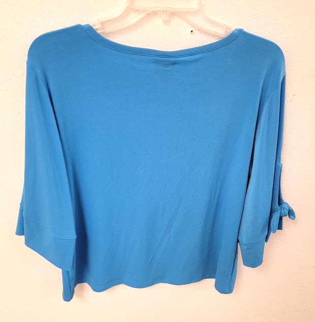 Worthington Top Size Small Blue, Women's, Polyester Blend, 3/4 Sleeve