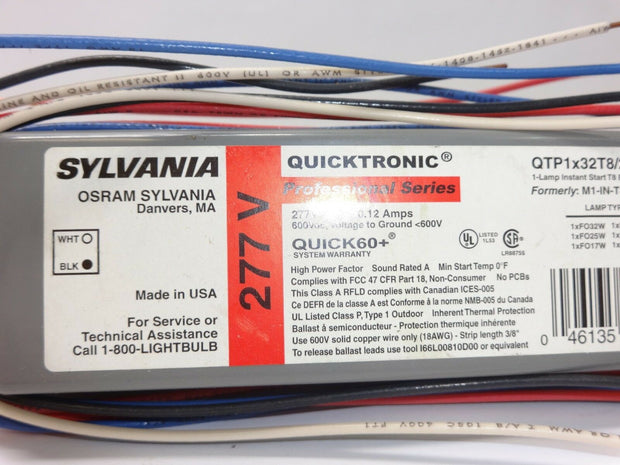 1 Sylvania Quicktronic T8 Electronic Ballast Fluorescent QTP1x32T8/277