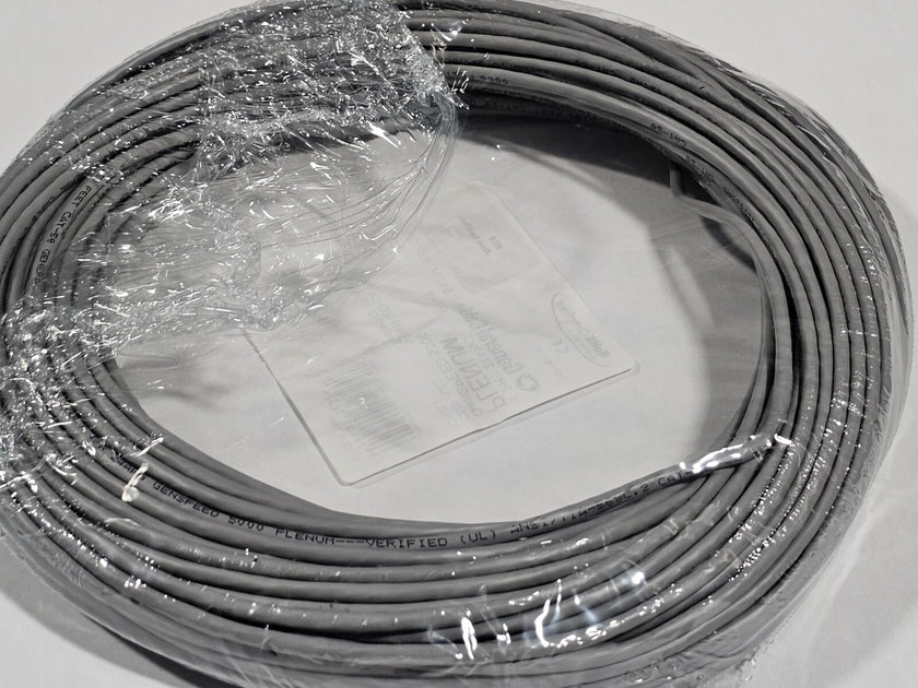 GENERAL CABLE Plenum Cat5e GenSPEED 5000 5131418E 350Mhz Gray, 150ft C ...