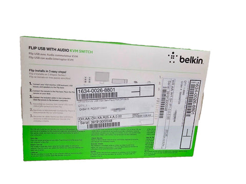 New Belkin F1DG102Utt, FLIP USB With Audio KVM Switch
