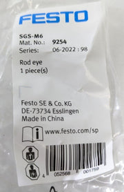 2PCS Festo 9254 SGS-M6 Spherical Cylinder Mounting Rod Eye Joint Bearing, Steel