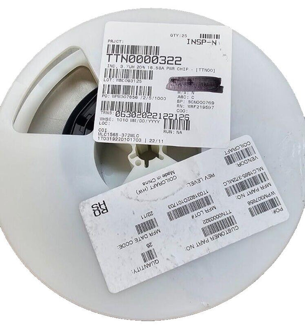 Reel of 25PCS Coilcraft MLC1565-372MLC Power Inductors SMD 3.7uH 20%, 16.58A