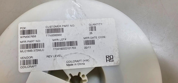 Reel of 25PCS Coilcraft MLC1565-372MLC Power Inductors SMD 3.7uH 20%, 16.58A