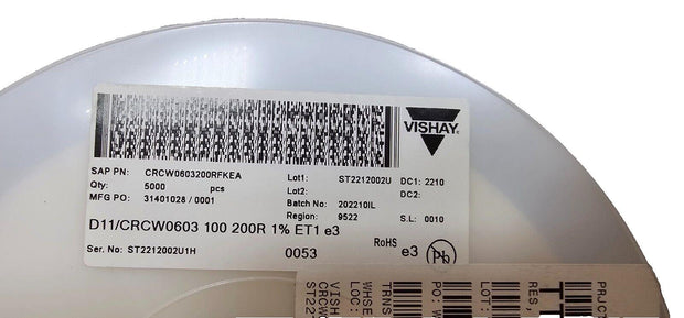 5000 PCS Vishay Dale CRCW0603200RFKEA Surface Mount Resistors 200Ohm 1% .1W