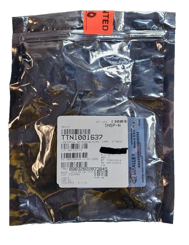 100x Smalley VHM-10 Spirolox Metric Light Duty Retaining Ring Carbon Steel 10mm