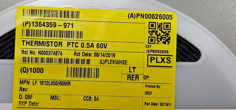 1000PCS Littelfuse 1812L050/60MR Resettable Fuses 60V PPTC/PTC, SMD, 1A Trip 60V