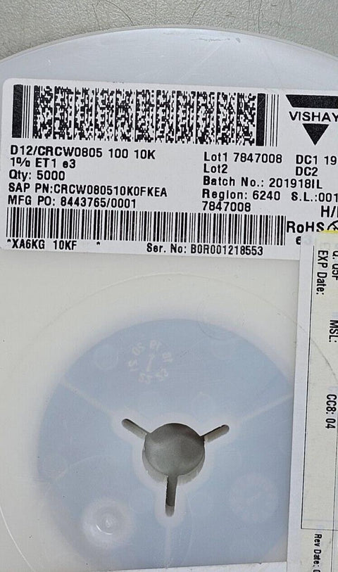 3500 PCS Vishay Dale CRCW080510K0FKEA Thick Film Resistors SMD 1/8W 10K Ohms 1%