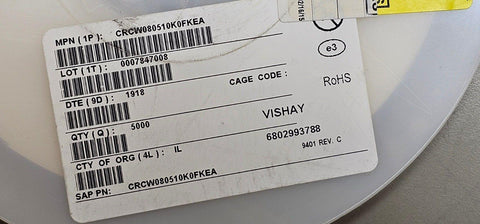 3500 PCS Vishay Dale CRCW080510K0FKEA Thick Film Resistors SMD 1/8W 10K Ohms 1%