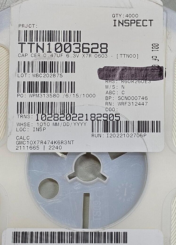 4000PCS Cal-chip GMC10X7R474K6R3NT Ceramic Capacitors .47uF 6.3V X7R 0603