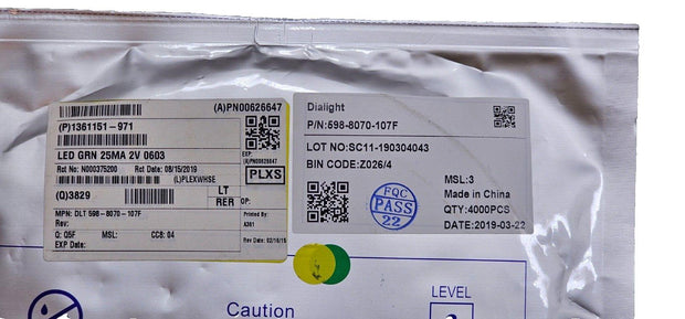 3829PCS Dialight DLT 598-8070-107F 570nm 40mcd SMD Green LED Diodes 140* 1.8V
