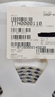 180PCS Omron B3FS-1015P Tactile Switches, Plunger On/Off 50mA 24V SMD/SMT