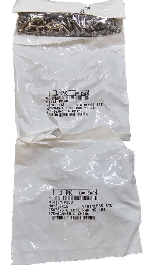 300PCS McMaster 90362A121 18-8 Stainless Steel Pan Head Screws M4x0.7mm 12mm ISO