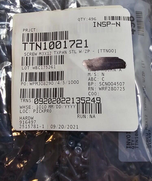 792PCS 916497 M3 X 12 mm Long, Torx, Pan Head, Steel Grd4.8 Machine Screws, Zinc