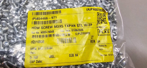 2487PCS 916494 M3X5mm Torx, Pan Head Machine Screws, Zinc Plated, ISO-14583
