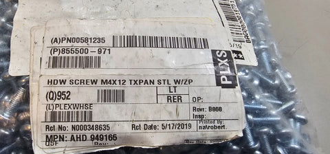 2452PCS 949165 M4X12mm Long, Torx, Pan Head Machine SCrews, Zinc Platede Steel