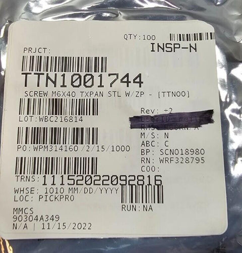 100PCS 90304A349 M6x1mm 40mm L Steel Pan Head Torx Screws Zinc Plated ISO Cert