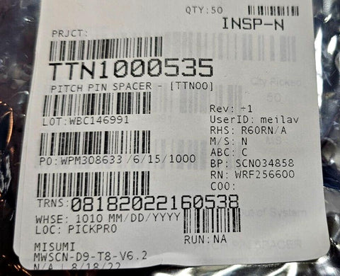 5PCS Misumi MWSCN-D9-T8-V6.2 Countersink Washers 9MM OD 6.2mm Bore, 8mm Thick