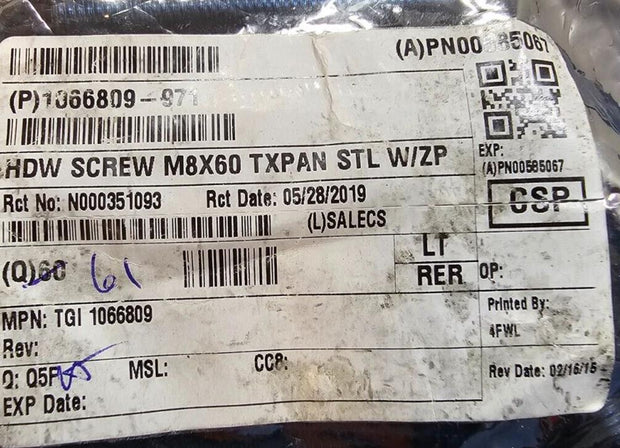 61 PCS 1066809 M8x60mm Stainless Steel Pan Head Machine Screws Zinc Plated  Torx