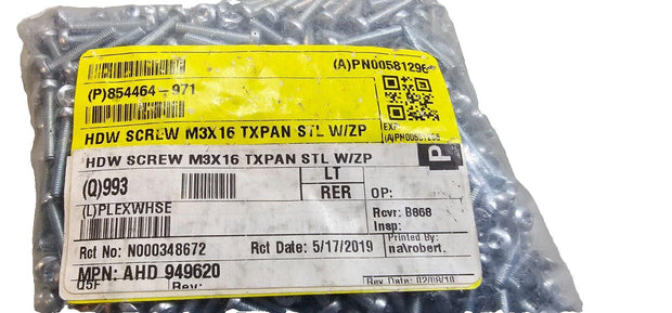 1243PCS 949620 M3X16mm Long, Torx, Pan Head Machine Screws, Zinc Plated, ISO