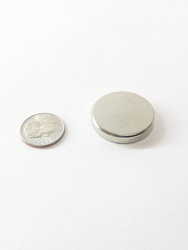 4PCS Mag-Mate Disc Magnet, 38.4lb Pull, Adhesive Back, Nickel Plated, 1", N42