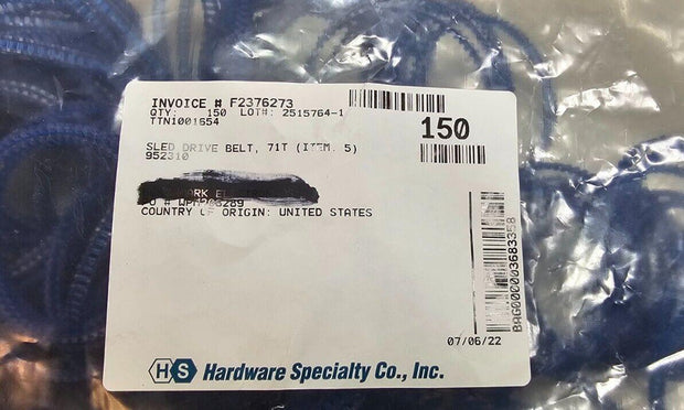 Lot of 5 Berg 31GBF-70-E Flex-E Gear Drive Belts, 70 Pitch, 50lb Tensile, New
