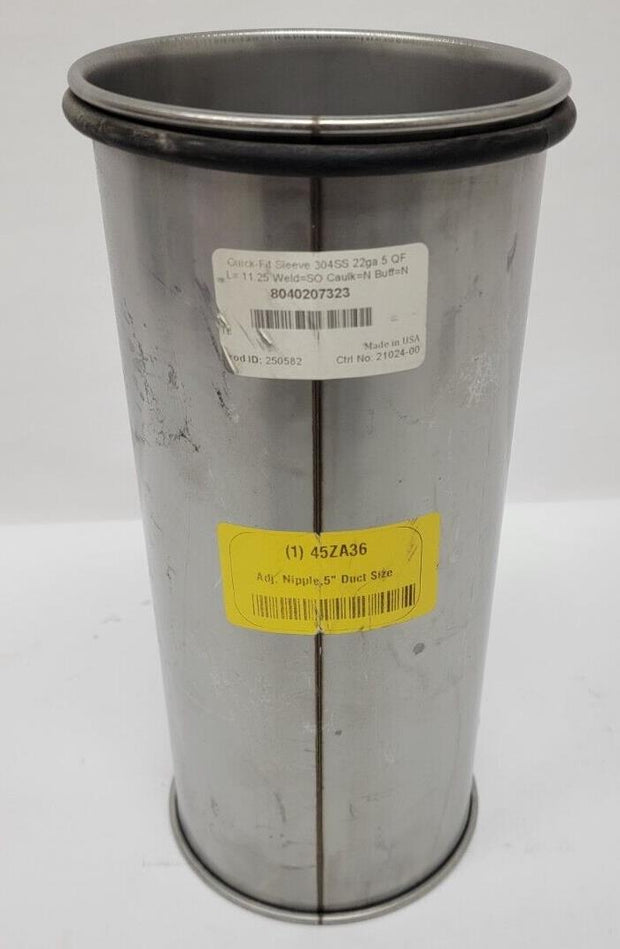 Nordfab Quick-Fit Sleeve 304SS 22ga 5 QF Adjustable Nipple 5"x24" (8040207323)