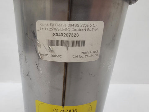 Nordfab Quick-Fit Sleeve 304SS 22ga 5 QF Adjustable Nipple 5"x24" (8040207323)