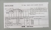 Eaton NSB DH361FDK Safety Switches DH 3P 30A 600V 50/60Hz 3Ph Fusible 3Wire EA N