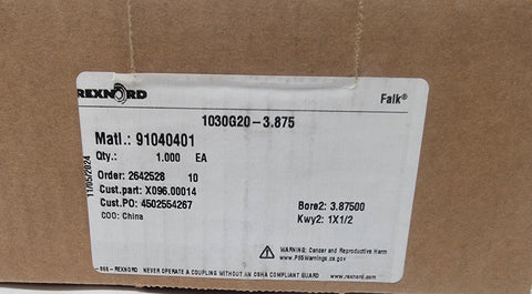 Rexnord Falk 1030G20-3.875 123358 Sleeve Exposed Bolt Gear Coupling 91040401