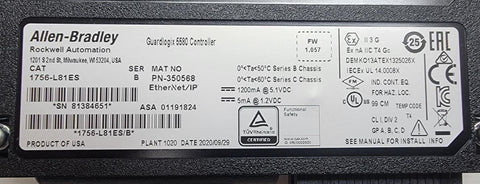New 2020 Allen-Bradley 1756-L81ES SER B ControlLogix 5580 Controller Updated FW!