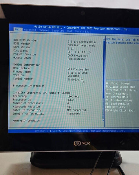 New NCR 7761 P1535 Touchscreen Terminal Display 1.6Ghz, 4GB/60GB, Biometrics W10