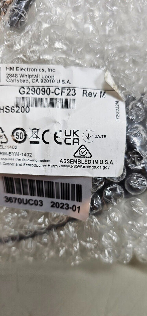 HME HS6200 Wireless Drive Thru Intercom Headset G29090-CF23 Rev M, New