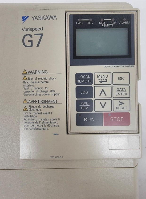 Yaskawa AC Drive G7 FPST31052-B Model CIMR-G7U45P5 Spec 45P51B 0-480V 15A 11kVA