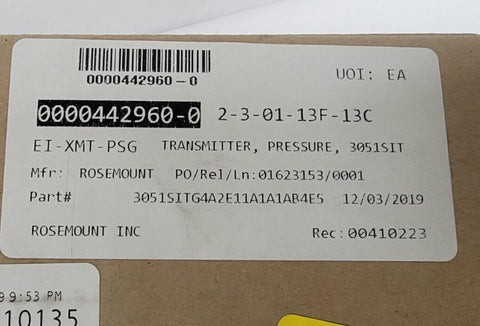 Rosemount 3051T Pressure Transmitter 4000PSI / 276BAR (3051S1TG4A2E11A1AB4E5)