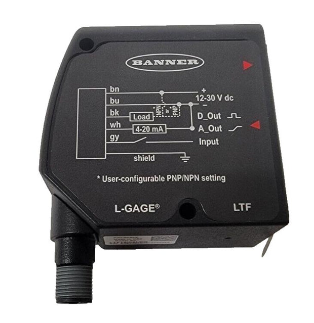 Banner Engineering LTF24IC2LDQ Sensor, Red Laser, Diffuse, 50-24000mm