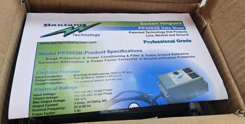 New Bantam Vanguard 120V 360W 2-Outlet Surge Suppressor Power Conditioner 6ft