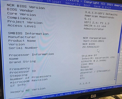 New NCR RealPOS XR8 7607 POS Terminal, G3900TE 8GB, 120GB SSD, W10-E, Dual Displ