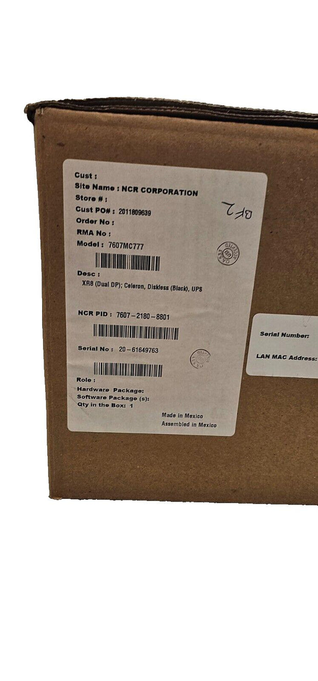 New NCR RealPOS XR8 7607 POS UPS Terminal, 2.3Ghz Dual Core, 8GB/120GB, W10