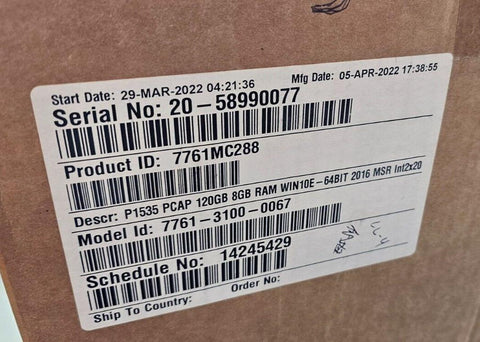 New NCR 7761 P1535 Touchscreen Terminal Display 1.6Ghz, 8GB RAM,120GB SSD, W7POS
