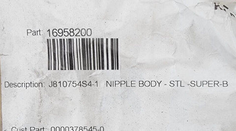 Kadant Johnson J810754S4-1 Nipple Body - STL - Super - B (Part 16958200)