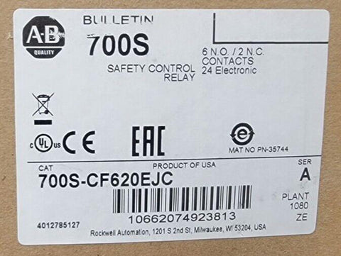 New Allen Bradley Bulletin 700S Safety Control Relay 700S-CF620EJC